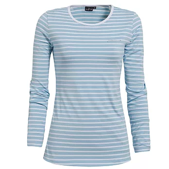 【hilltop山頂鳥】女款吸濕快乾長袖T恤S15F23-L淺藍/白