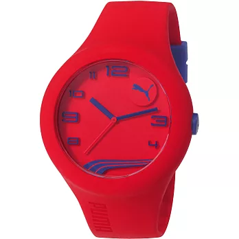 PUMA 動感延伸運動腕錶-紅x藍字