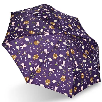 【rainstory】貓頭鷹與鼠小姐(紫)抗UV隨身自動傘