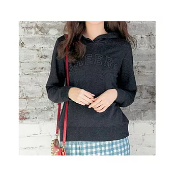 15夏預購【cecile】休閒浮雕LOGO連帽上衣M炭灰色