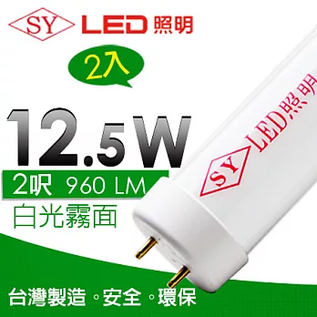 【SY聲億】T8 LED日光燈管/二呎12.5W白光霧面 2入白光