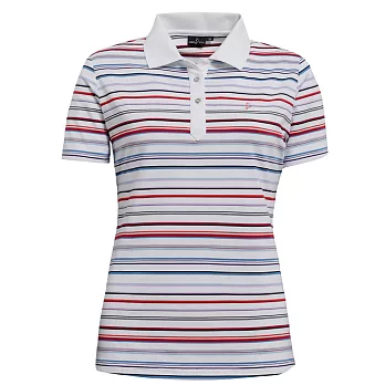 【hilltop山頂鳥】女款吸濕快乾彈性短袖POLO衫S14FA6-M白/嬉戲紫條紋