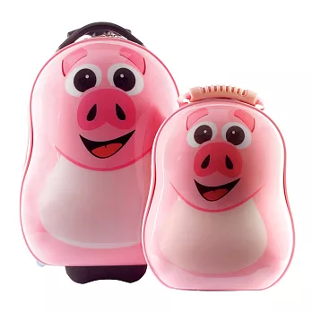 【英國Cuties and Pals】蛋型輕硬殼兒童專屬旅行箱+背包 2件組小豬