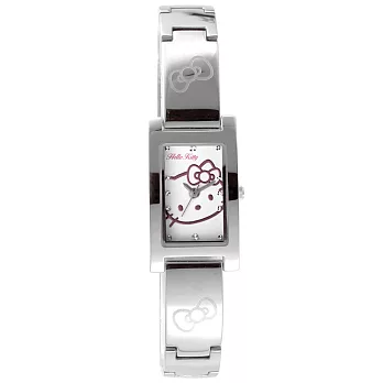 Hello Kitty 凱蒂貓 喜歡妳時尚腕錶-白x銀
