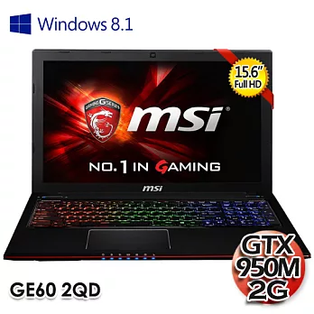 【msi微星】GE60 2QD-1069TW I7-4720HQ 15.6吋(GTX950 2G電競筆電)