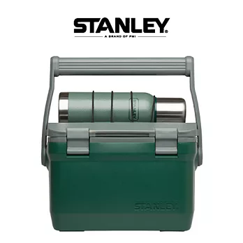 【美國Stanley】可提式保溫冰桶6.6L (綠)+冒險系列真空保冰瓶750ml(綠)