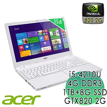 【ACER】V3-572G-55X2 15.6吋 i5-4210U 獨顯雪白效能筆電 (4G/NV820 2G/8G SSD+1TB)