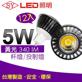 【SY聲億】MR16 LED 時尚黑鑽(杯燈/投射燈) 5W黃光 12入，足瓦、高亮度流明! 台灣製.黃光