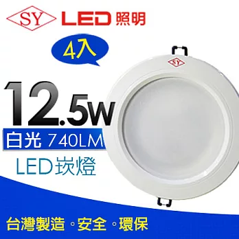 【SY聲億】LED超薄防眩嵌燈 5吋12.5W白光 4入，足瓦、高亮度流明!台灣製白光