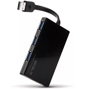 ECOLA 卡片式超薄高速4埠 USB3.0 HUB充電集線器(BS-USB-HUB303系列)黑色