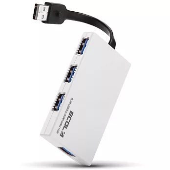 ECOLA 卡片式超薄高速4埠 USB3.0 HUB充電集線器(BS-USB-HUB303系列)白色