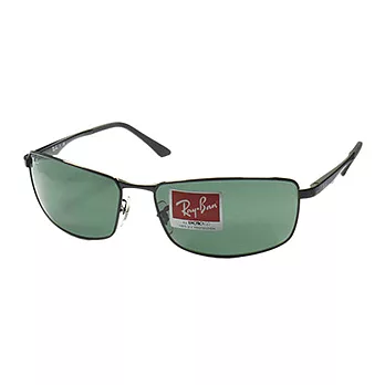 【Ray Ban 雷朋】金屬全框包覆型太陽眼鏡/墨鏡_黑框綠鏡面(3498-002/71)