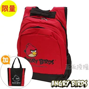 【Angry Birds憤怒鳥】書包+萬用袋-高級輕量筆電款(二色)紅色