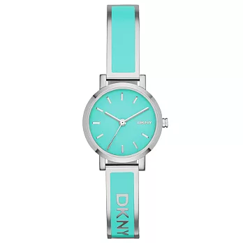 DKNY Soho經典愛戴個性腕錶-湖水綠x銀