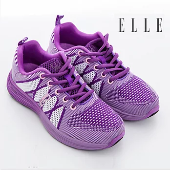 ELLE active時尚俏麗異材質混搭運動休閒鞋36紫色
