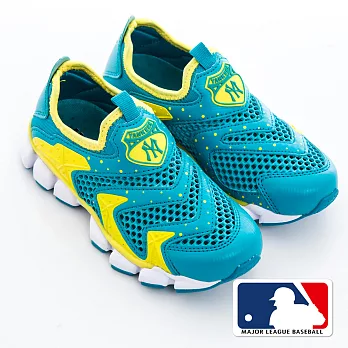 MLB大聯盟洋基 異素材設計避震氣墊運動鞋31藍黃色