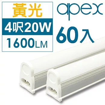 《APEX》T5 LED 層板燈(串接型) 4呎20W60入(黃光)