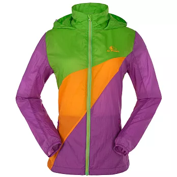 【聖伯納 St.Bonalt】女款-超輕薄抗UV防曬拼接色系連帽風衣外套(80064)S綠黃紫