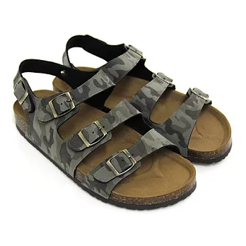 【Pretty】經典品味迷彩多環扣魔鬼氈休閒男涼鞋41綠色