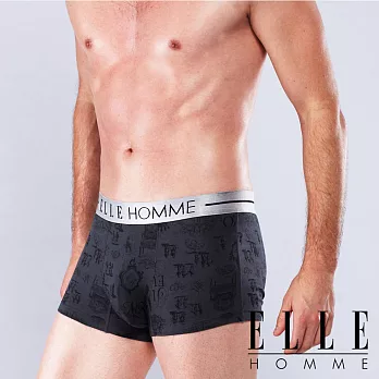 ELLE HOMME 印花萊卡平口褲-黑/灰-復刻意象《超值二件組》 M灰色