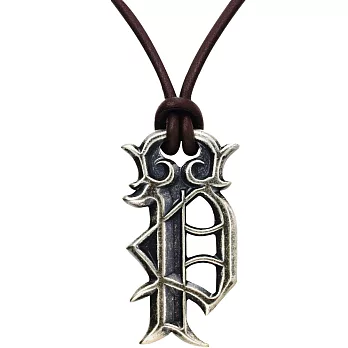 POLICE P-Royal學院風P字復古皮繩項鍊