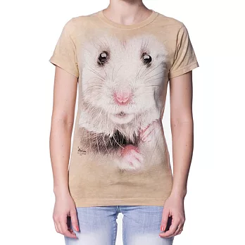 【摩達客】美國進口The Mountain 倉鼠臉 短袖女長版T恤精梳棉環保染 [現貨+預購]S女版