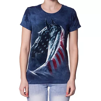 【摩達客】美國進口The Mountain 愛國馬頭像 短袖女長版T恤精梳棉環保染 [現貨+預購]S女版