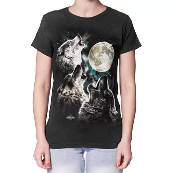 【摩達客】美國進口The Mountain 三狼嚎月 短袖女長版T恤精梳棉環保染 [現貨+預購]S女版