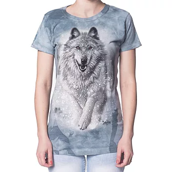 【摩達客】美國進口The Mountain 雪狼開路 短袖女長版T恤精梳棉環保染 [現貨+預購]S女版