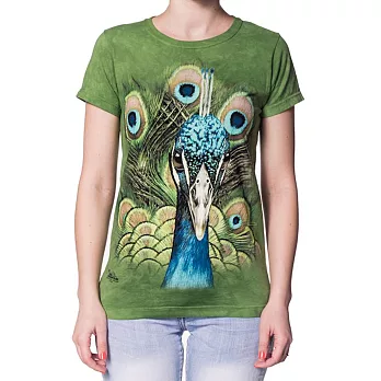 【摩達客】美國進口The Mountain 亮眼孔雀 短袖女長版T恤精梳棉環保染 [現貨+預購]S女版