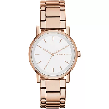 DKNY 紐約風格時尚三針腕錶-白x玫瑰金