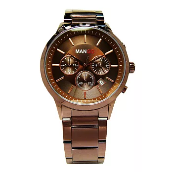 MANGO 三眼雷達精密探測時尚男性優質腕錶-咖啡-MG950004-95