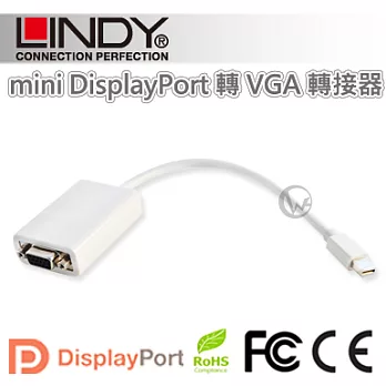 LINDY 林帝mini DisplayPort 轉 VGA 轉接器(41015)
