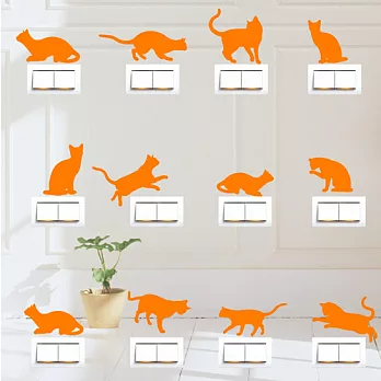 壁貼 創意無痕 Smart Design ◆貓咪開關橘