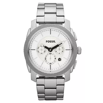 FOSSIL 機器戰警三眼計時腕錶(銀)