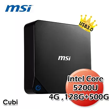 【msi微星】Cubi-024XTW-i5-5200U/4G/128G+500G輕巧隨行小主機(黑色)