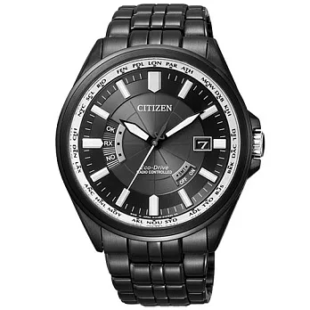 【CITIZEN 】終極一家賽車高手時尚電波優質腕錶(黑)-CB0014-52E