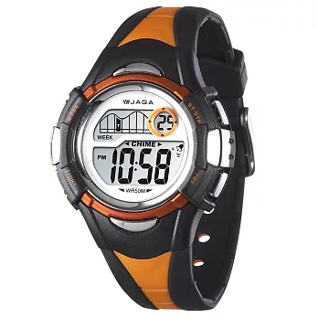 JAGA(捷卡)全新俏麗時髦多功能電子錶-M628A-AI(黑橙)