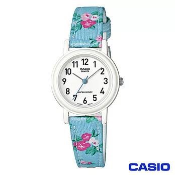 CASIO卡西歐 甜美的扶桑印花時尚指針腕錶 (三款任選)扶桑印花-藍