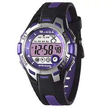 JAGA(捷卡)霓虹多彩俏麗多功能電子錶-M998-AJ(黑紫)