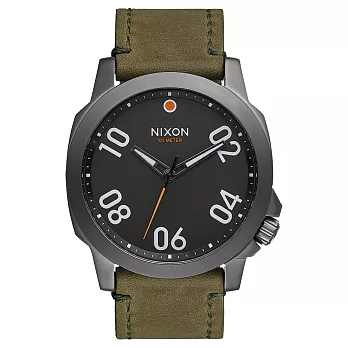 NIXON RANGER星際領航員時尚潮流腕錶-深灰x墨綠色皮帶
