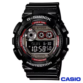 CASIO卡西歐 G-SHOCK強悍時尚三眼髮絲紋數位錶 GD-120TS-1
