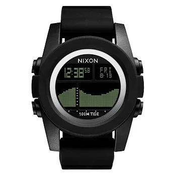 NIXON Unit Tide 飆悍美式軍風運動腕錶-錶帶黑