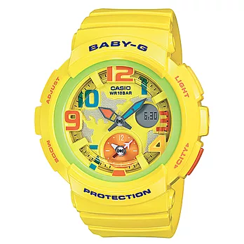 CASIO BABY-G 環遊飛行時尚運動腕錶-黃