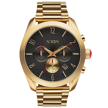 NIXON THE BULLET CHRONO先鋒計時網紋腕錶-黑X金