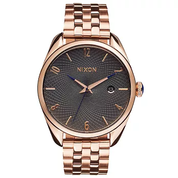 NIXON THE BULLET CHRONO先鋒網紋腕錶-灰x玫瑰金