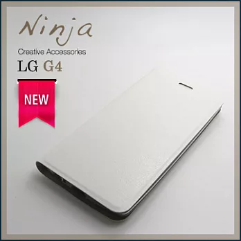 【東京御用Ninja】LG G4經典瘋馬紋保護皮套（白色）