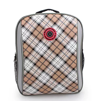 Funnny Kids 經典格紋護脊書包 菱格咖啡