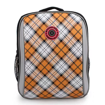 Funnny Kids 經典格紋護脊書包 菱格橘