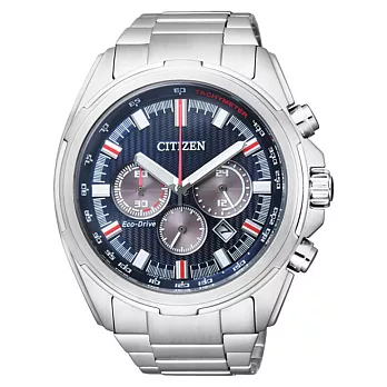 CITIZEN 風暴紀元光動能計時腕錶-深藍X銀